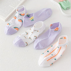 5 Pairs Floral Print Soft & Lightweight Ankle Socks Women's Stockings