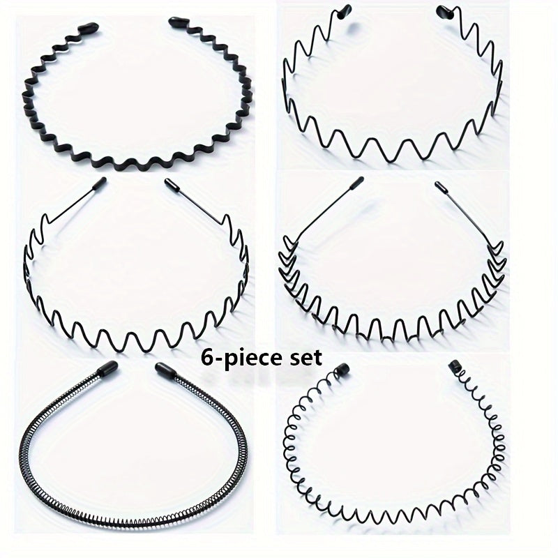 8pcs Water Wave Headbands Set Non clip Metal Hair Hoops Basic Hair Accessories