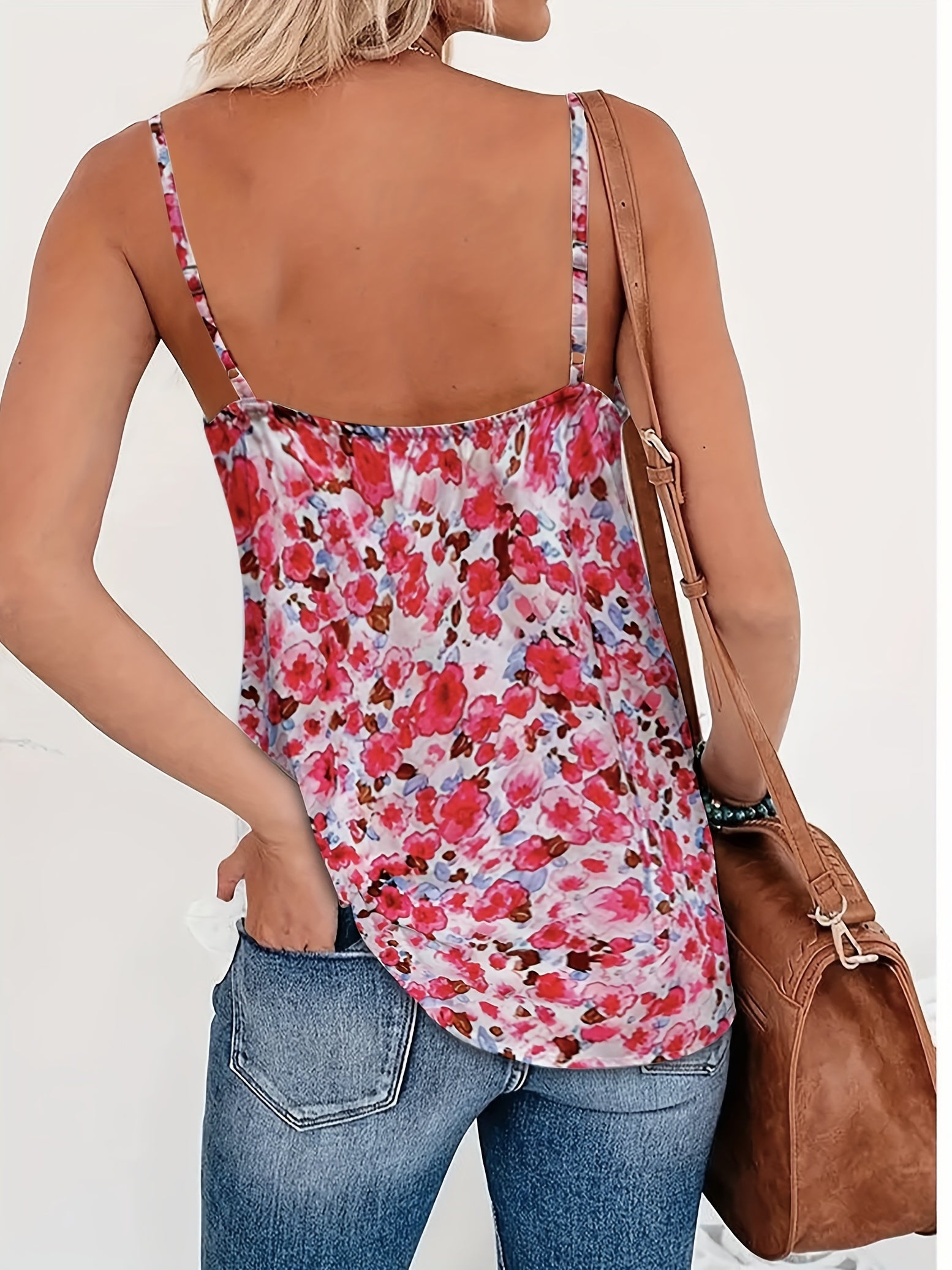Floral Print Cami Top V Neck Sleeveless Summer Tank