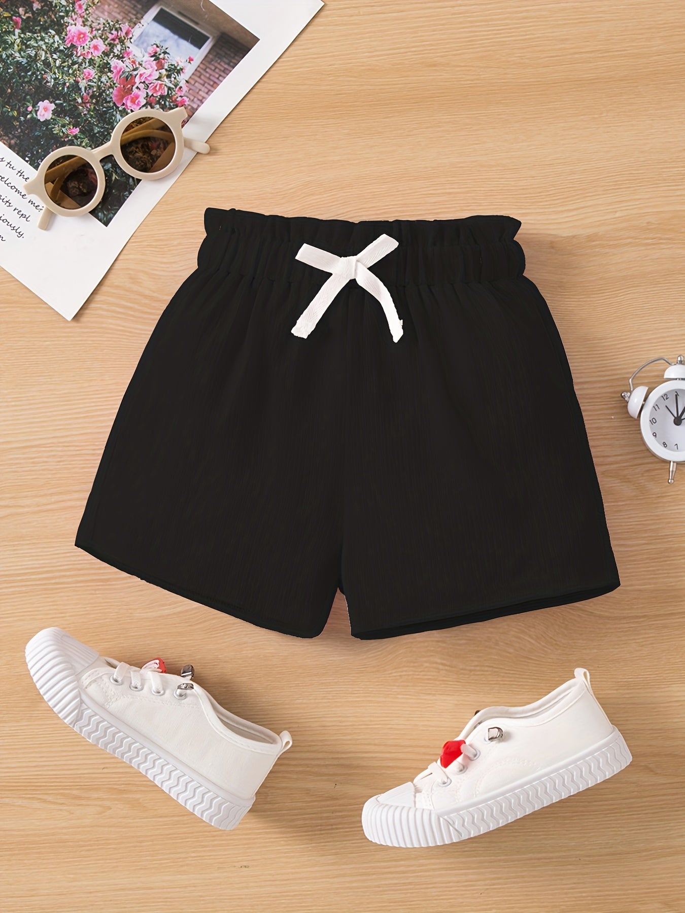 Toddler Girls Bow Paperbag Waist Shorts
