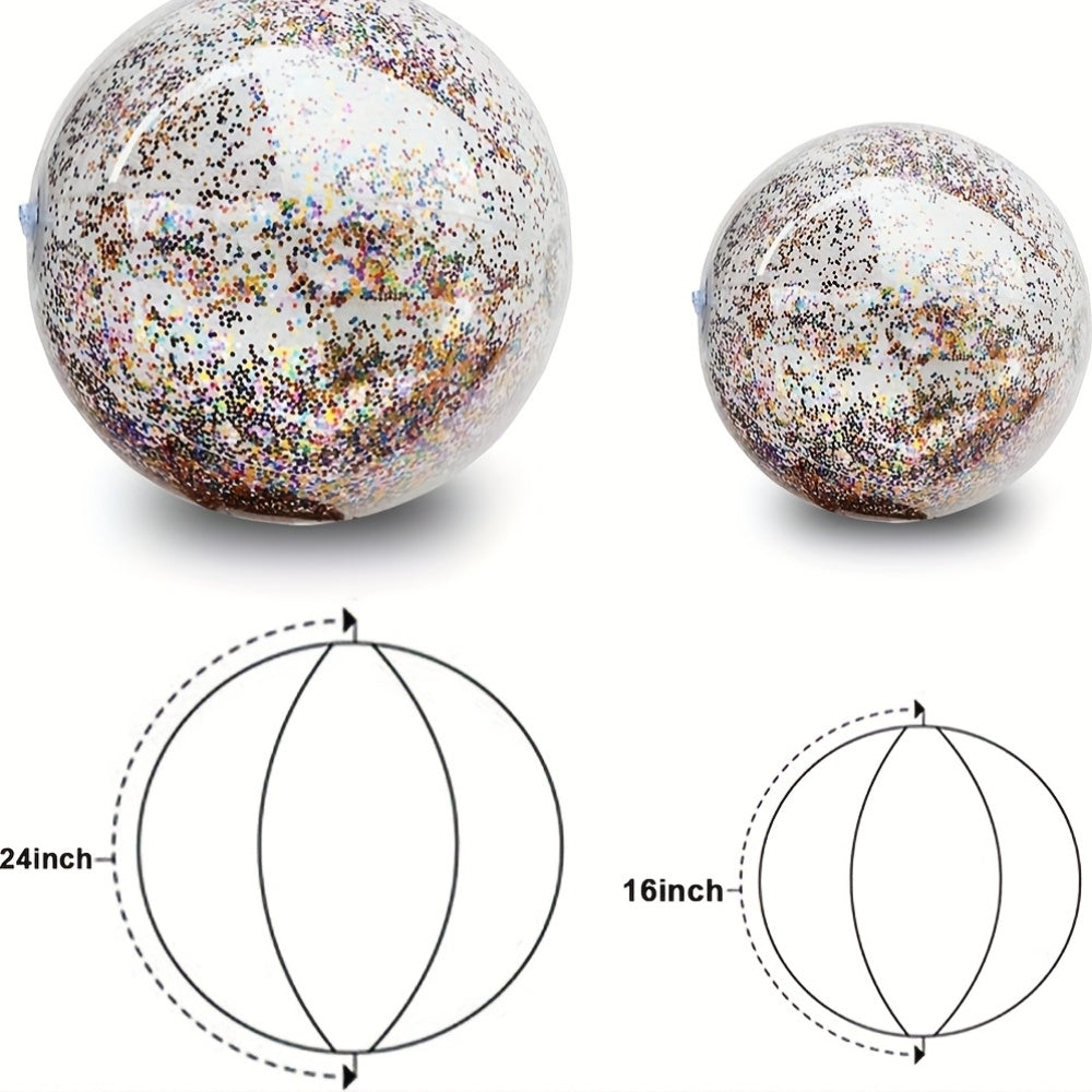 Glitter PVC Inflatable Beach Ball - Two Sizes