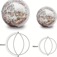 Glitter PVC Inflatable Beach Ball - Two Sizes