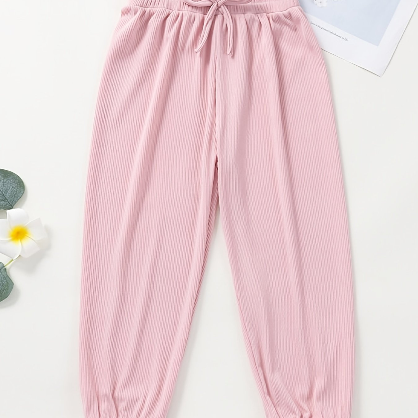 Girls Casual Sweatpants Elastic Waist Bow Loose Breathable Sport Jogger Pants