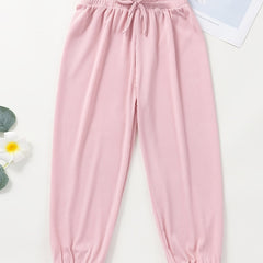 Girls Casual Sweatpants Elastic Waist Bow Loose Breathable Sport Jogger Pants