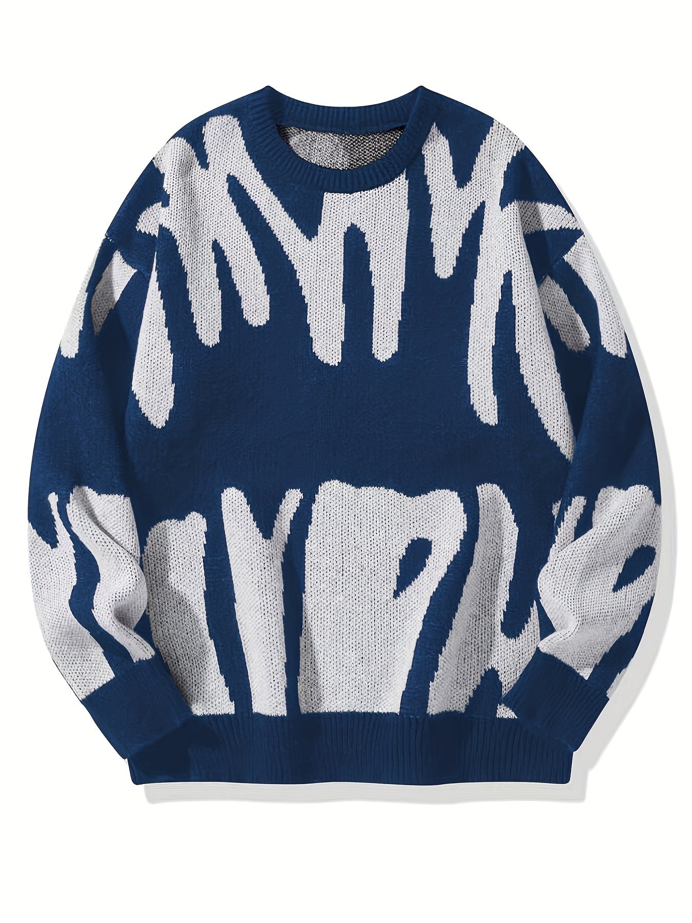 Men's Abstract Graphic Sweater Casual Pullover for Fall and Winter