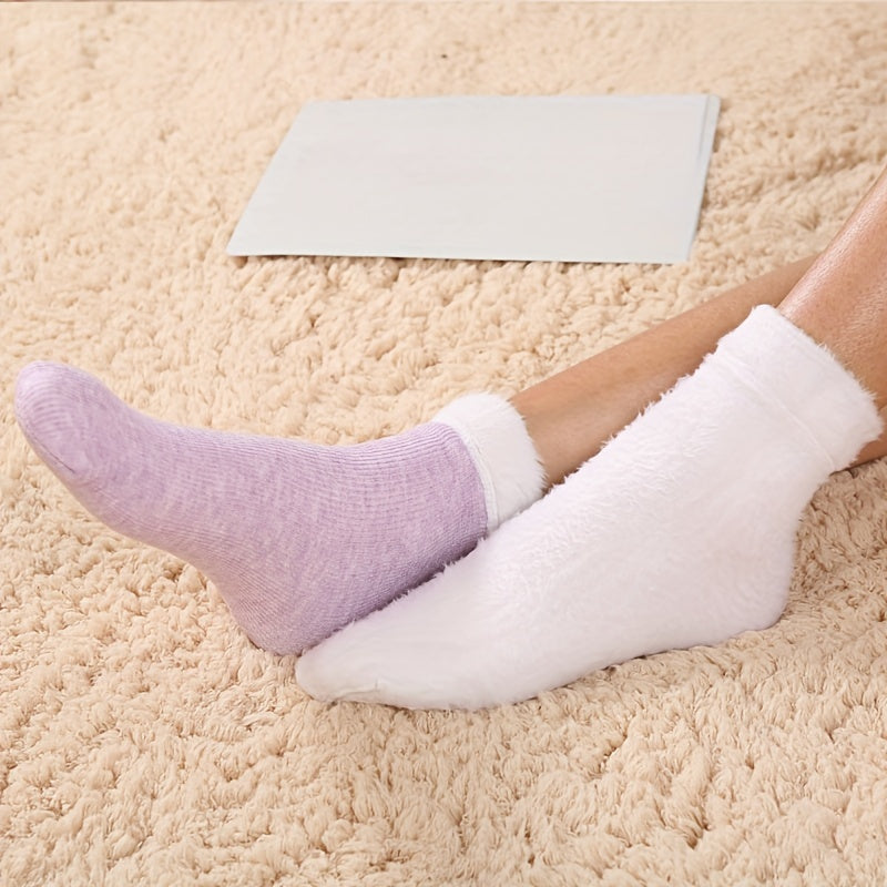 5 Pairs Mixed Fuzzy Mid Tube Socks Women's Stockings & Hosiery
