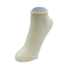 Solid Curly Trim Short Socks Casual Ankle Socks Women's Stockings
