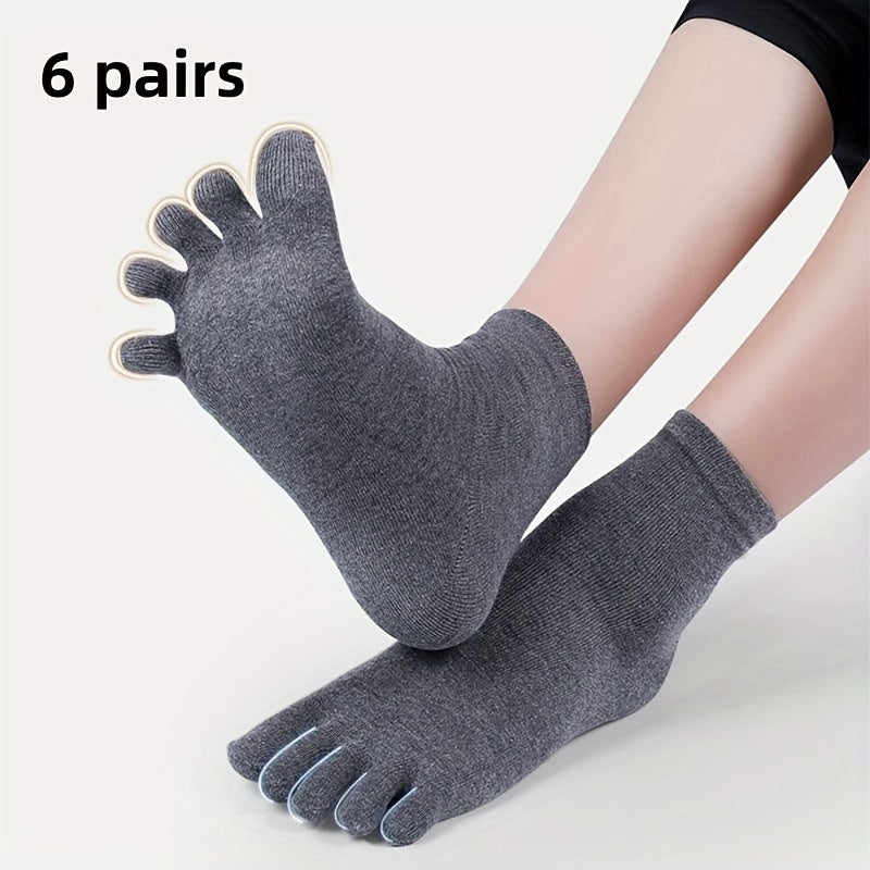 5 Pairs Men's Cotton Toe Socks Deodorant Sweat Absorbing