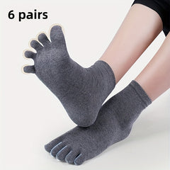5 Pairs Men's Cotton Toe Socks Deodorant Sweat Absorbing