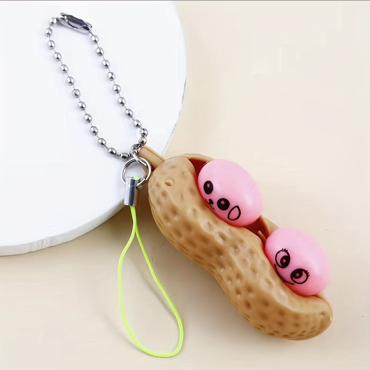 Men's Squeeze Toy Keychain: Squeeze Bean & Peanut for Women, Funny Keyring