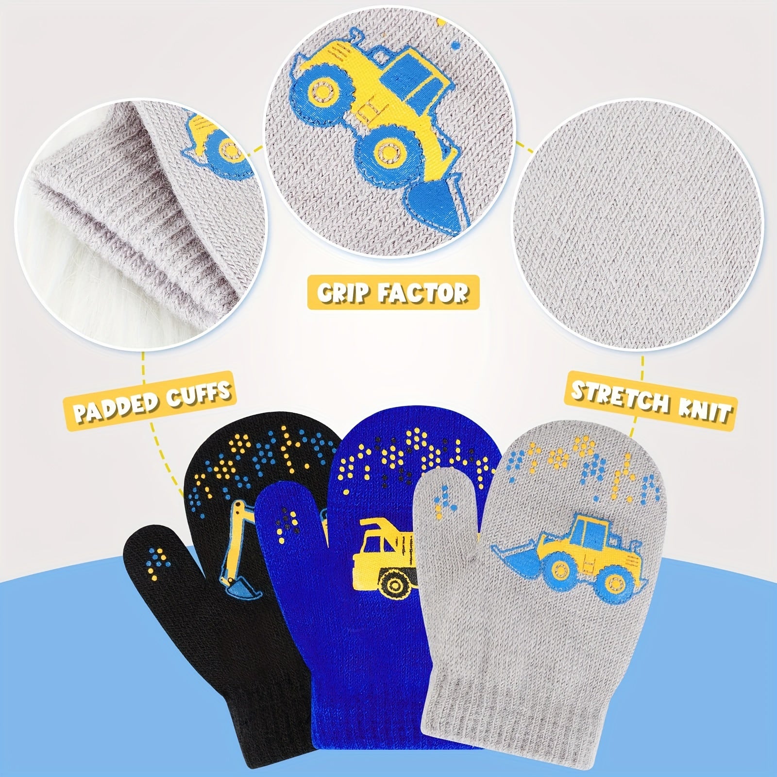 6 Pairs Children's Knitted Gloves Colorful Mittens Magic Full Finger Warm Gloves