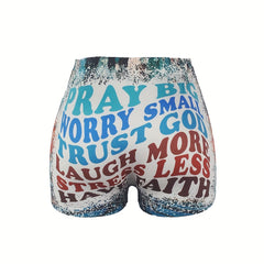 Letter Print Skinny Shorts Casual Shorts