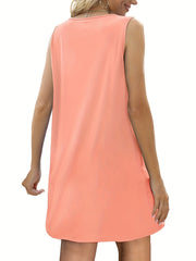 Solid Square Neck Stretch Tank Dress