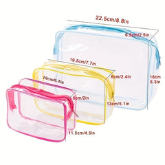 3pcs Clear Travel Bags For Toiletries Waterproof Cosmetic Makeup Bags