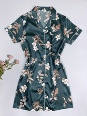 Floral Print Short Sleeve NightDress Pajama Dress Women's Sleepwear