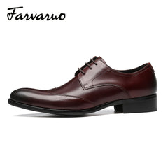 FARWARWO Men's Wingtip Leather Oxford Shoes Pointed Toe Formal Dress Shoes