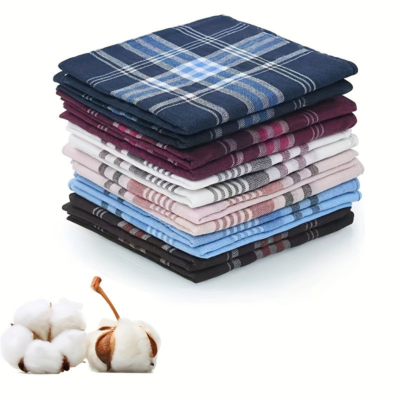 10pcs Classic Plaid Handkerchiefs for Gentlemen - Enhance Your Style