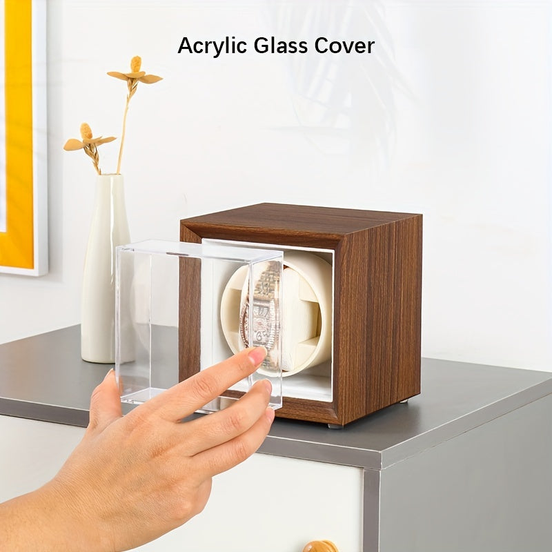 Single Wooden Watch Winder Box Quiet Motor USB