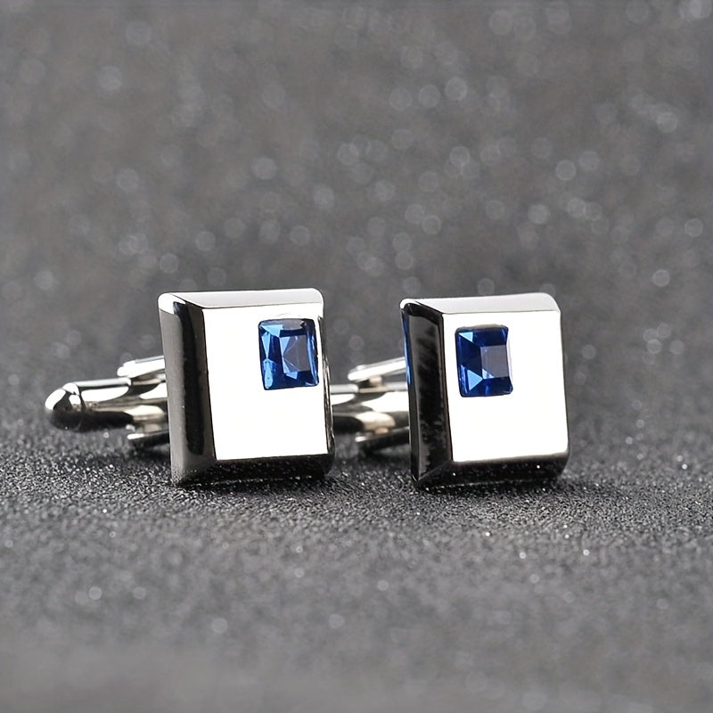 Alloy Men's Shirt Cufflinks with Artificial Diamond Inlay