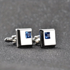 Alloy Men's Shirt Cufflinks with Artificial Diamond Inlay