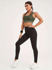 High Elastic Wide Strap Sports Bra Cutout Fitness Yoga Running Bra