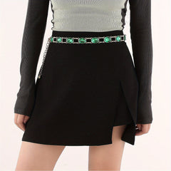 Crystal Decor Waist Chain Western Hollow Out Metal Belly Chain
