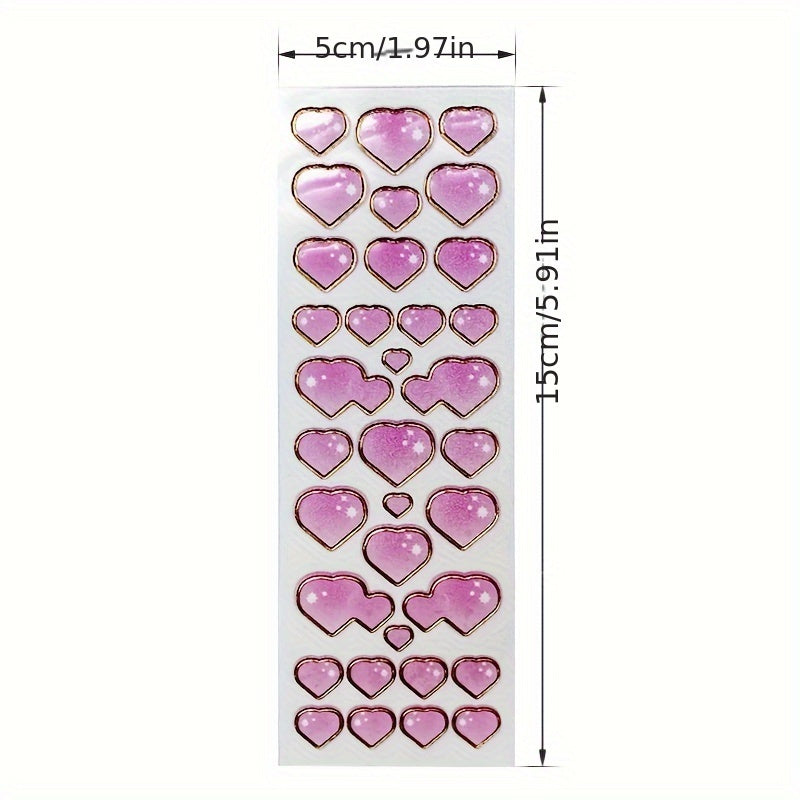 Love Heart Golden Edge Transparent Bubble Sticker DIY Decoration