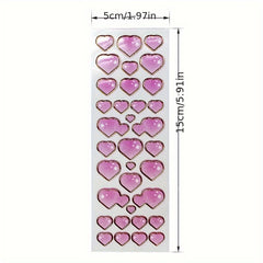 Love Heart Golden Edge Transparent Bubble Sticker DIY Decoration