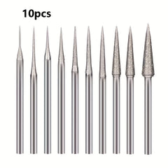 10pcs Diamond Mounted Grinding Head Burrs Stone Carving Bits for Rotary Tools