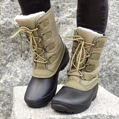 Women's Double Block Fur Snow Boots Warm Anti Slip Outdoor Hiking Boots