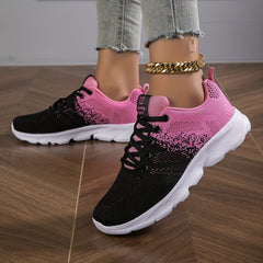 Women's Breathable Knit Sneakers Casual Lace Up Outdoor Shoes