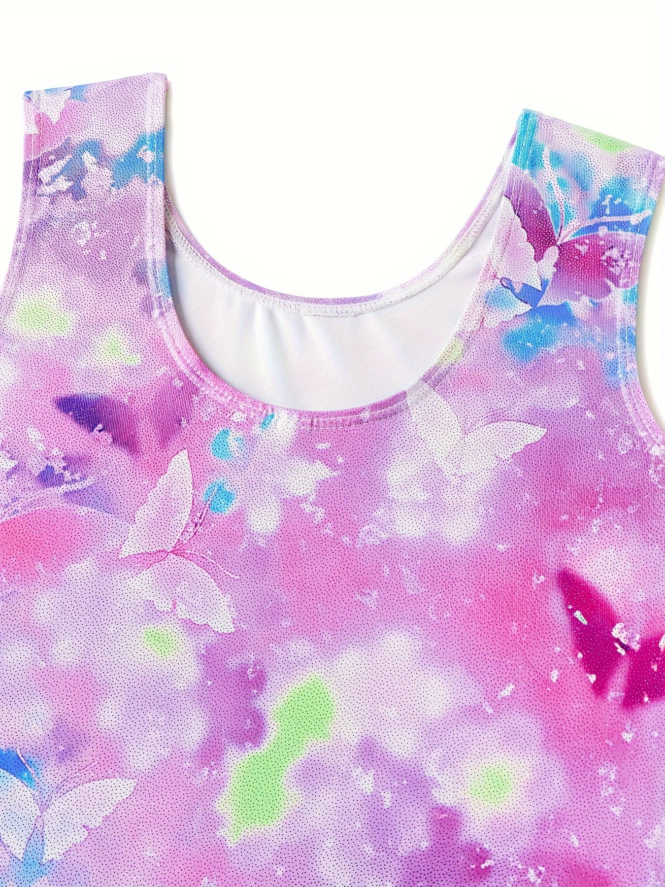 Butterfly Graffiti Sleeveless Gymnastics Suit for Girls