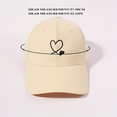 Hollow Heart Embroidery Baseball Cap Solid Sun Hat Sunscreen Dad Hats For Women