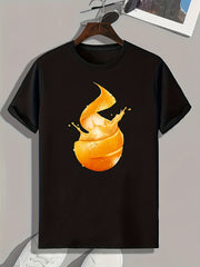 Men's Orange Pattern Print Slim Fit T-shirt
