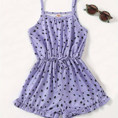 Girls Polka Dot Sleeveless Romper Comfortable Jumpsuit For Summer