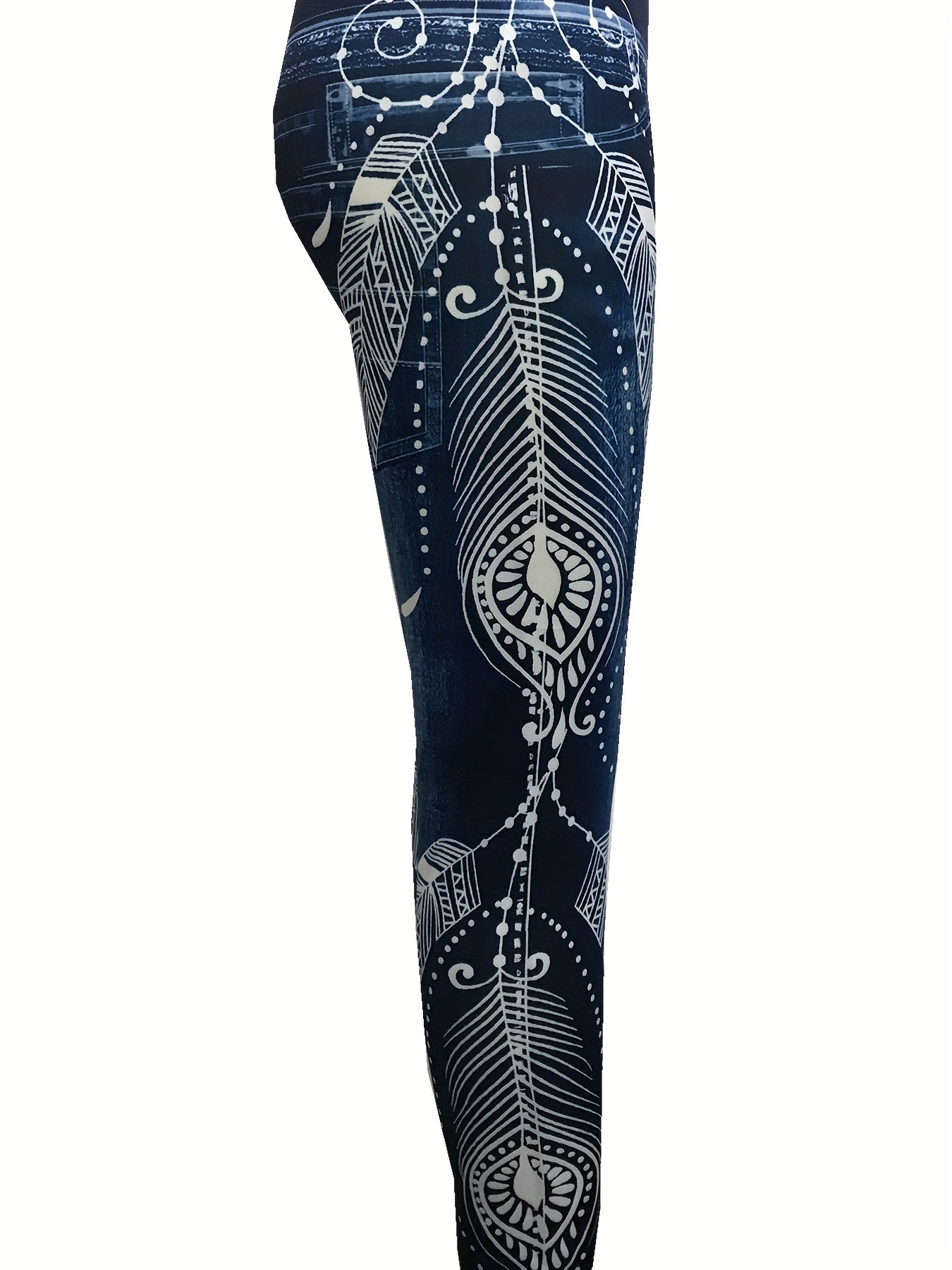 Denim & Graphic Print Skinny Leggings Women's Clothing