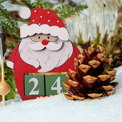 Christmas Countdown Calendar Ornament Wooden Date Display Decorations
