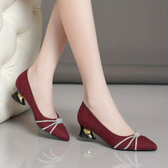 Women's Chunky Heel Pumps Pointed Toe Stylish Shoes