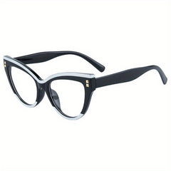 Rivet Decor Cat Eye Clear Lens Glasses for Women Men