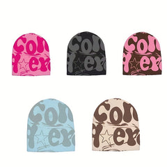 Double Y2K Beanie Unisex Hip Hop Knit Hat Letter Jacquard Warm Skull Cap