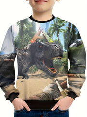 Dinosaur Jungle 3D Print Boys Sweatshirt Long Sleeve Pullover Top