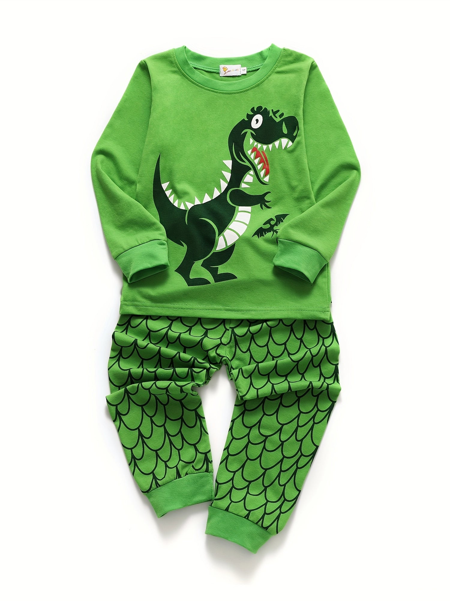 Boys 2pcs Dino Print Top & Pants Pajamas Set