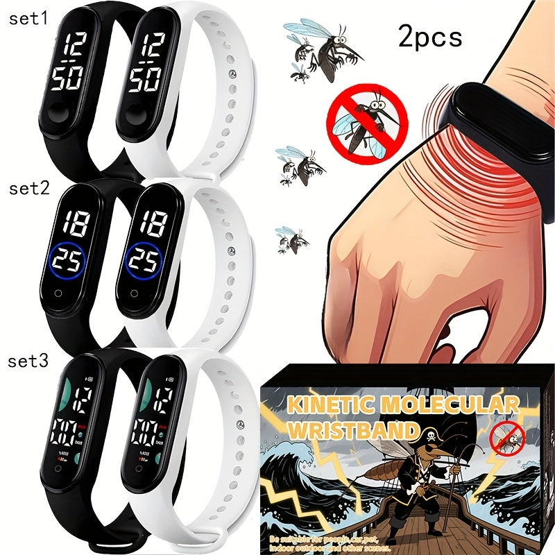 2pc Digital Cartoon Bracelets for Teens with TPU Strap