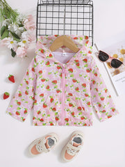 Girls' Floral Animal Print Zip Hooded Windbreaker Jacket Spring Fall
