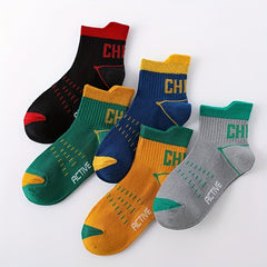 Boys Letters Print Sports Socks Thin Deodorant Breathable Cotton
