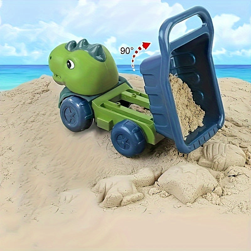7pcs Dinosaur Beach Toy Set Dump Truck Watering Can Shovel Rake Sand Molds