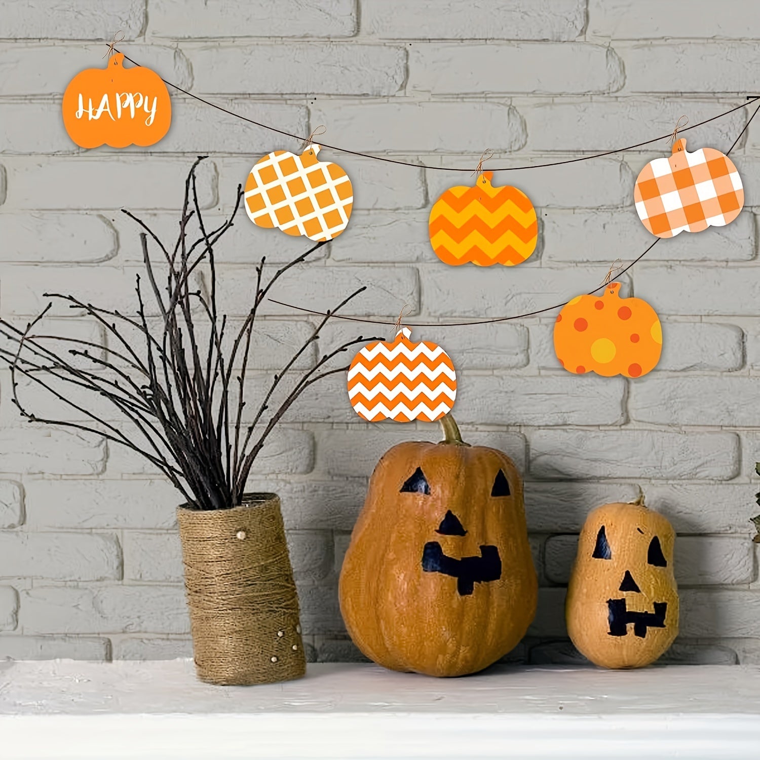 10pcs Pumpkin Chip Hanging Decoration Thanksgiving Halloween DIY Painted
