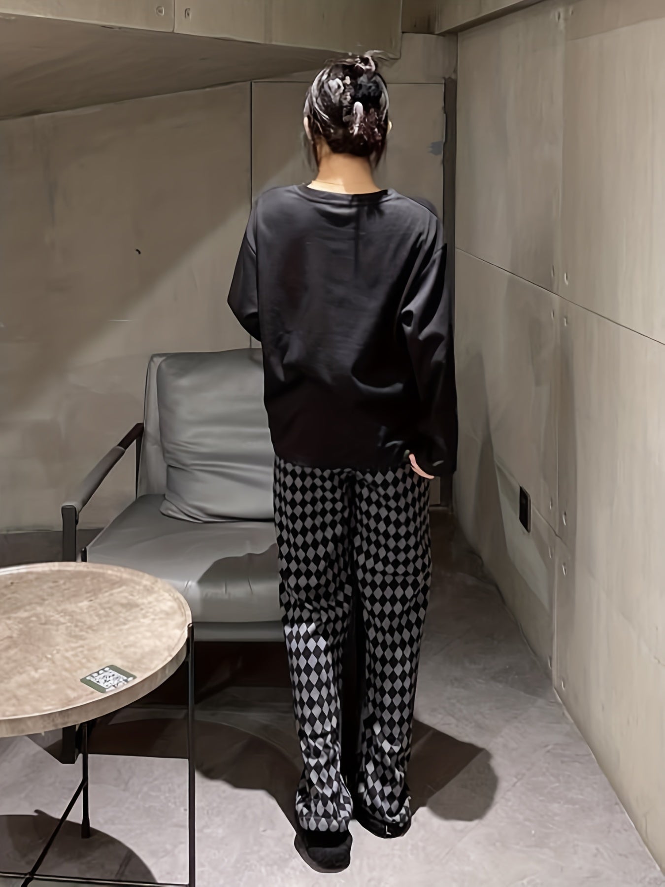Cozy Pajama Set Long Sleeve Top & Plaid Pants Women's Sleepwear