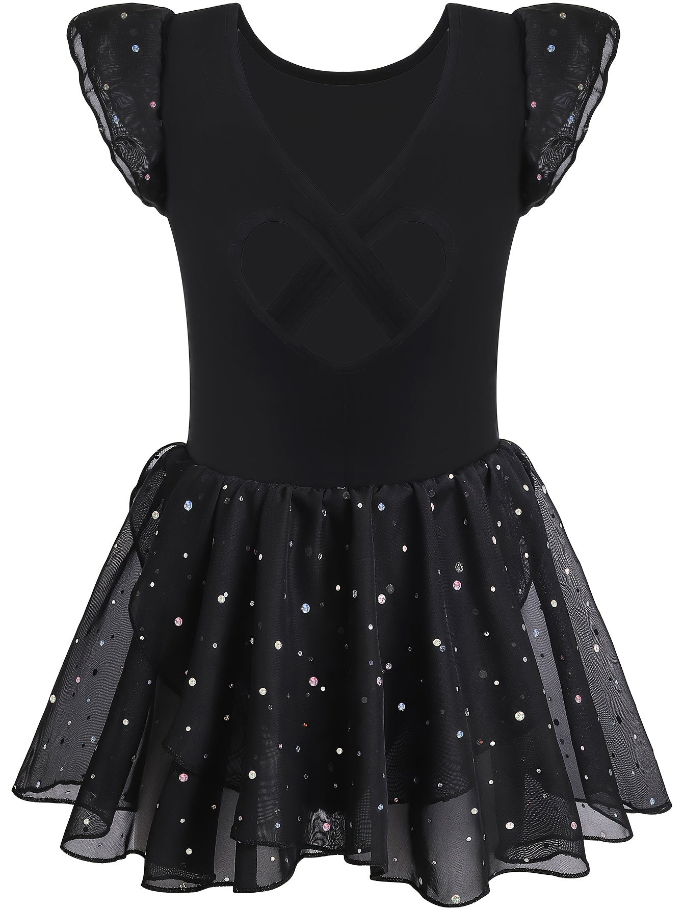 Cotton Sequin Ruffle Trim Leotard for Girls