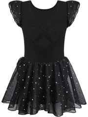 Cotton Sequin Ruffle Trim Leotard for Girls